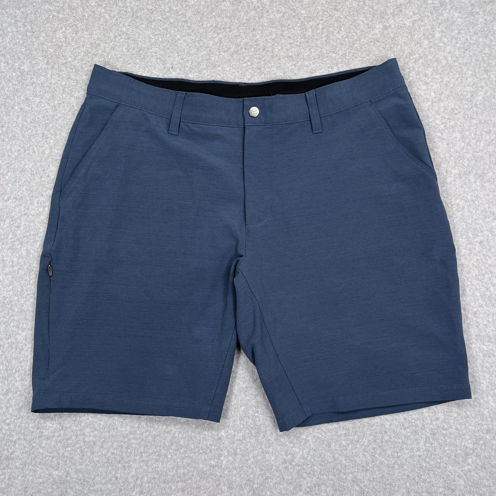 Bylt Kinetic Shorts Mens 36x9 Wave Blue Performance Stretch Athletic Golf Zipper